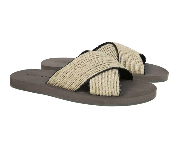 FASHION FLIP FLOP COTTON AND LEAVE CRISS CROSS SLIDE - DANWARD