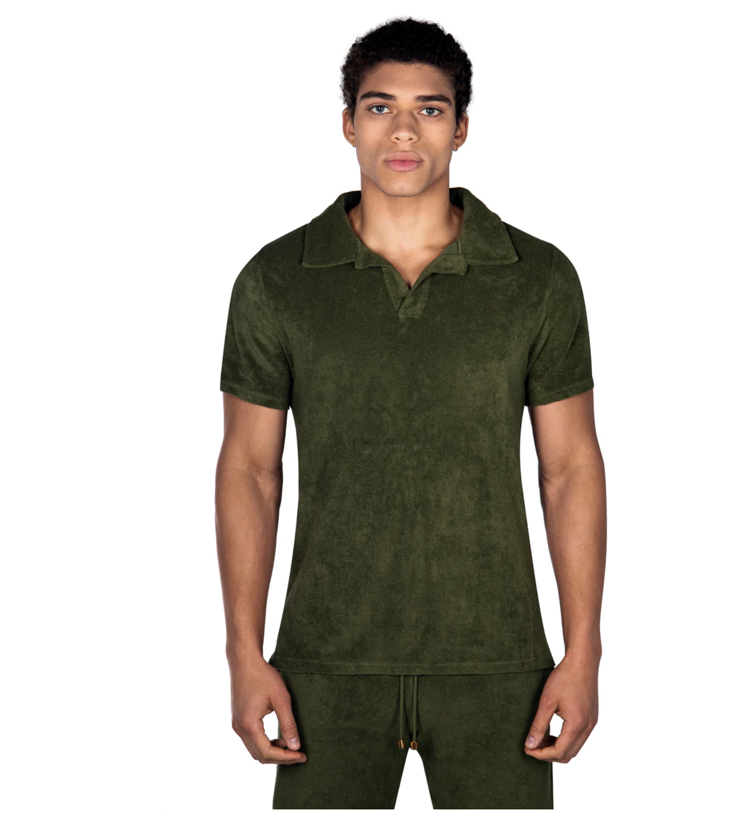 POLO RIVIERA TERRY EPONGE VERT KAKI