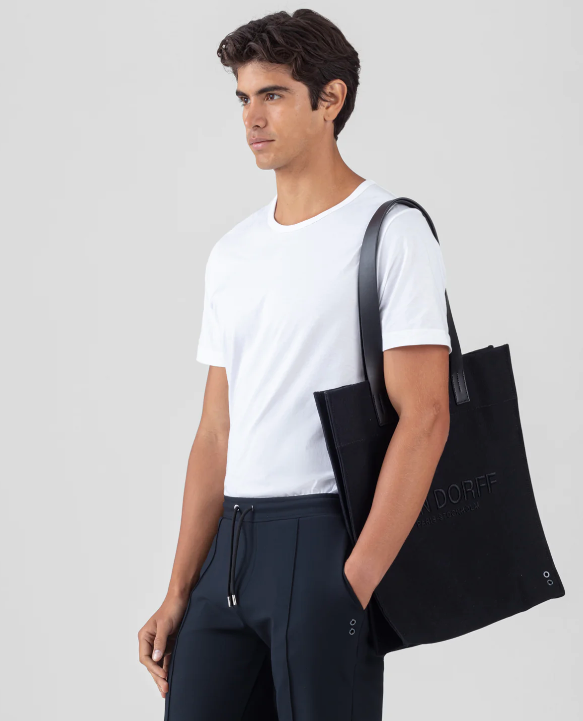 SAC CITY BAG COTON BLACK CANEVAS TOTE RON DORFF - RON DORFF