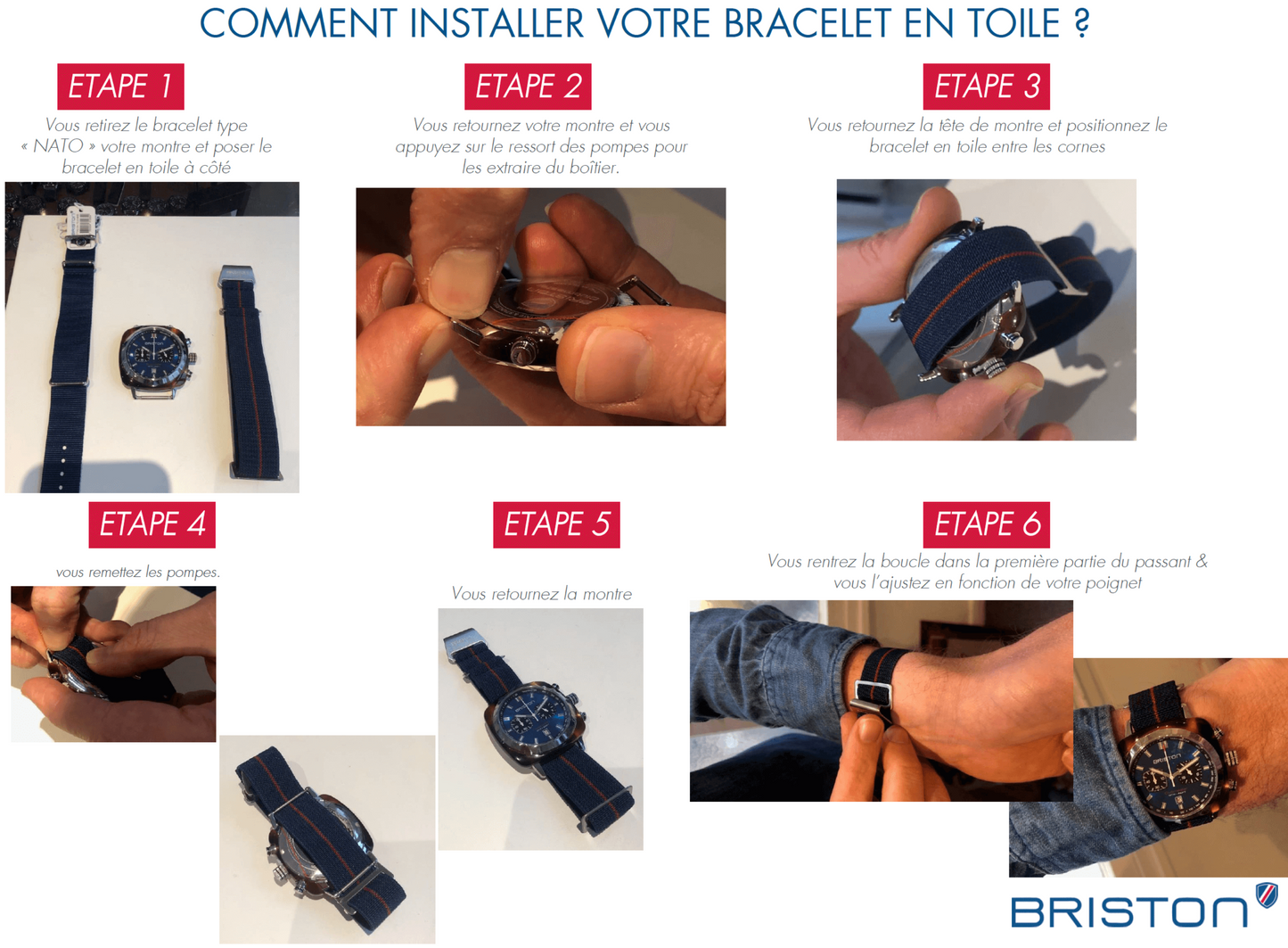 BRACELET PARACHUTE 20MM BOUCLE ACIER NYLON - BRISTON
