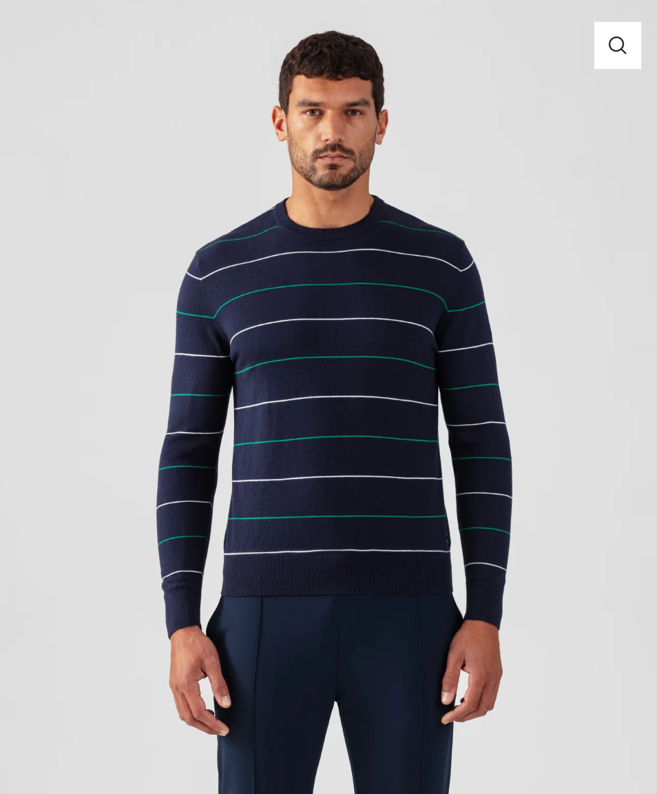 CASHMERE COTTON SILK TENNIS STRIPES SWEATSHIRT - RON DORFF