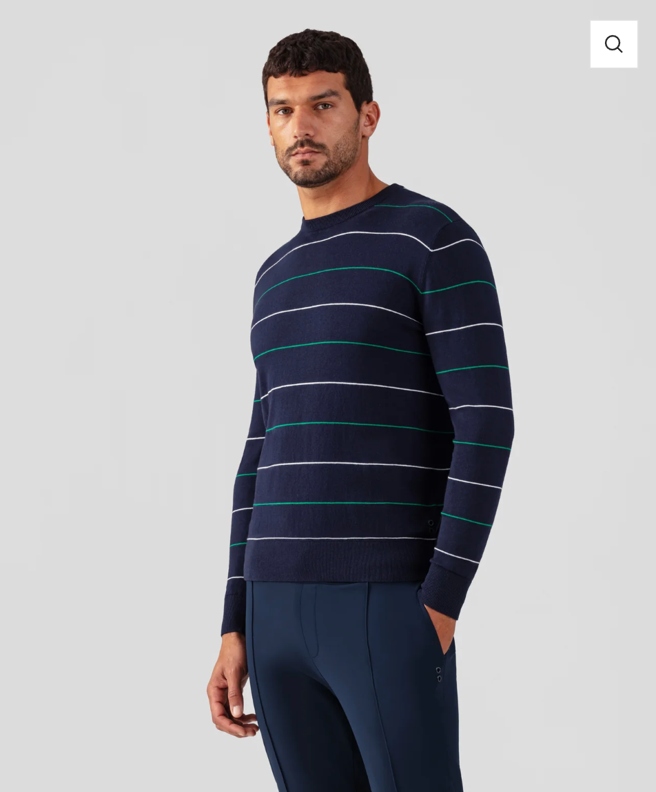 CASHMERE COTTON SILK TENNIS STRIPES SWEATSHIRT - RON DORFF