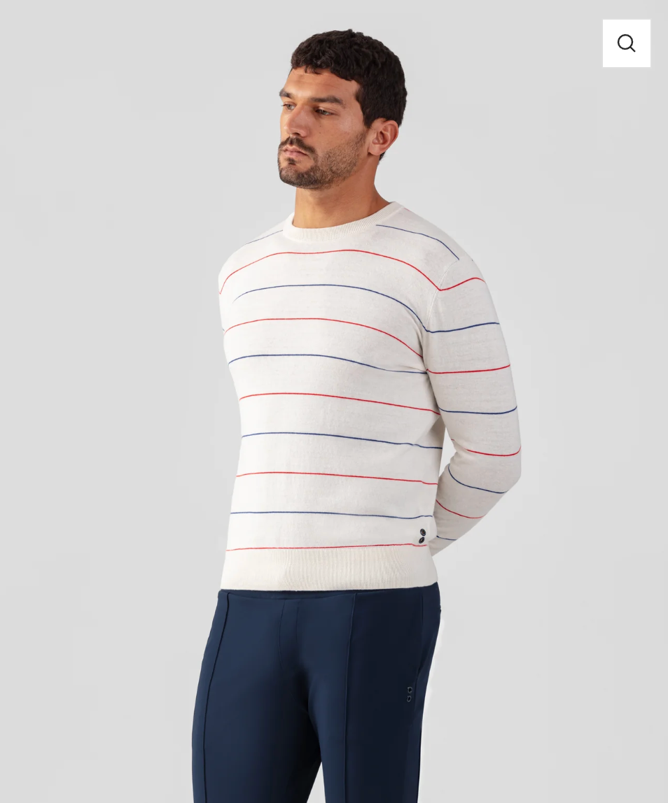 CASHMERE COTTON SILK TENNIS STRIPES SWEATSHIRT - RON DORFF