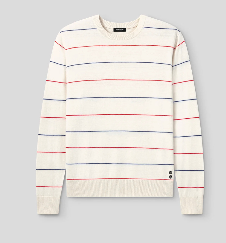 CASHMERE COTTON SILK TENNIS STRIPES SWEATSHIRT - RON DORFF