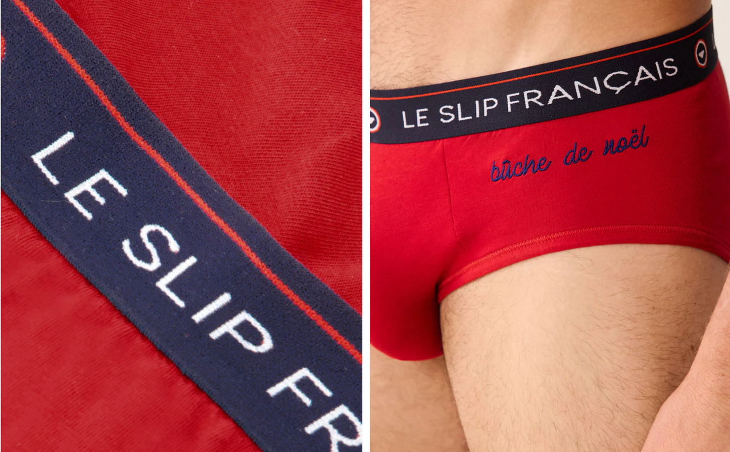 INTREPIDE RED BRIEFS EMBROIDERED "CHRISTMAS LOG" - LE BRIEFS FRANCAIS