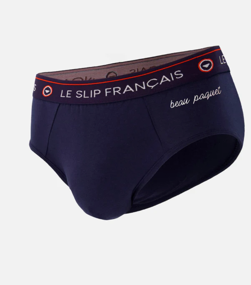 INTREPIDE BLUE EMBROIDERED BRIEFS “BEAU PAQUET” - LE SLIP FRANCAIS