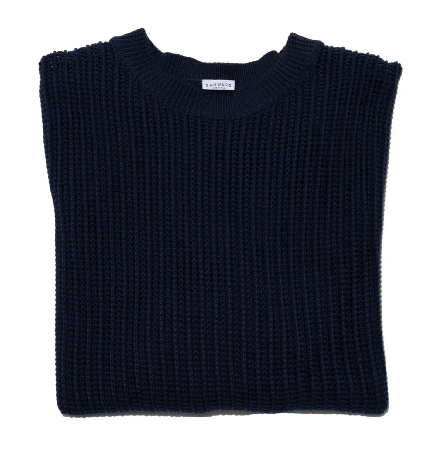 JUMPER COTTON CREW NECK KNITTED NAVY- DANWARD
