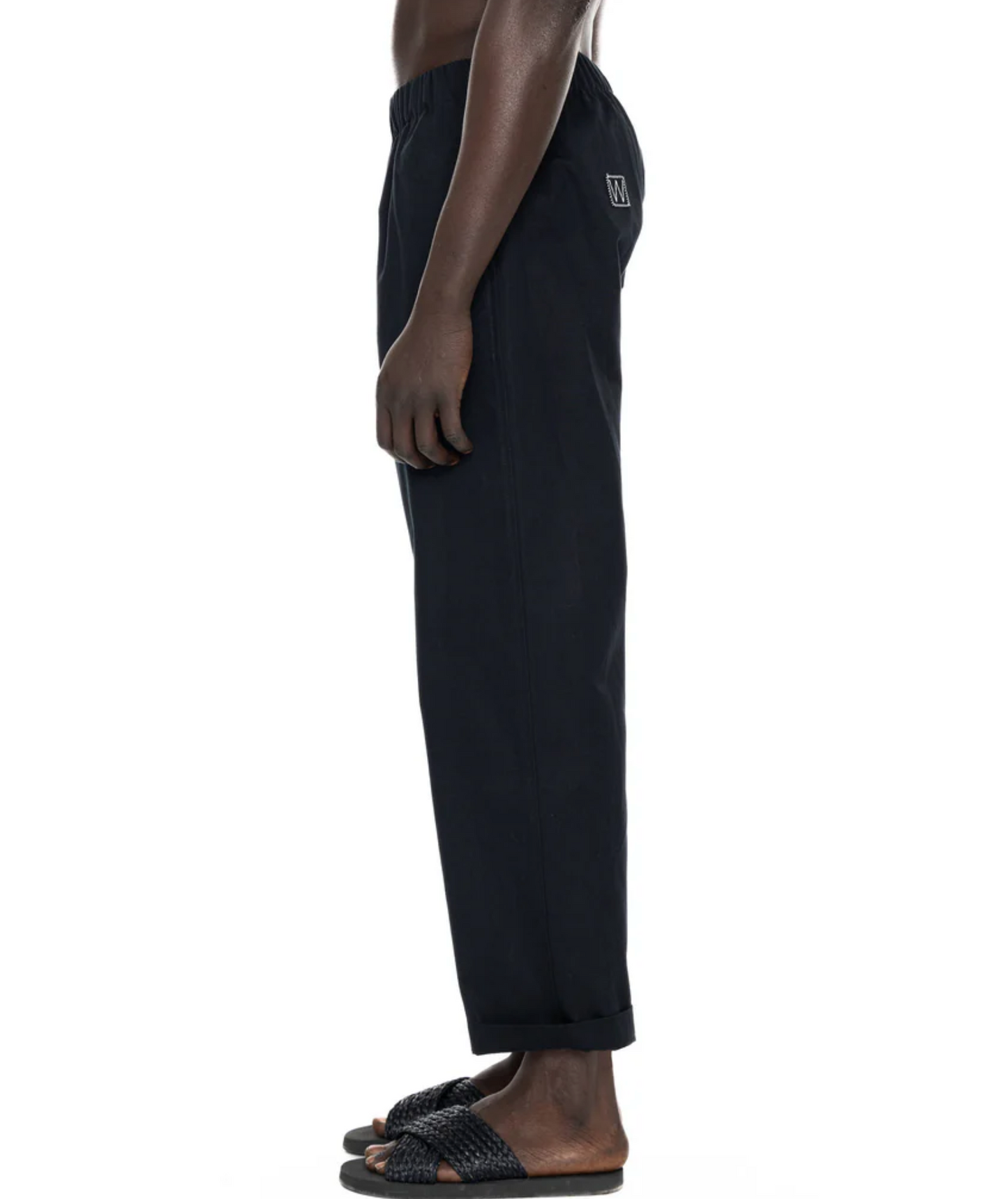 ELASTICATED COTTON TWILL NAVY TROUSERS - DANWARD