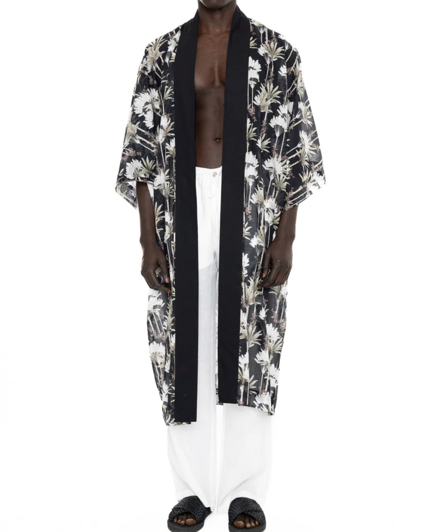 KIMONO FOR HIM COTTON VOILE PALM PRINT - DANWARD