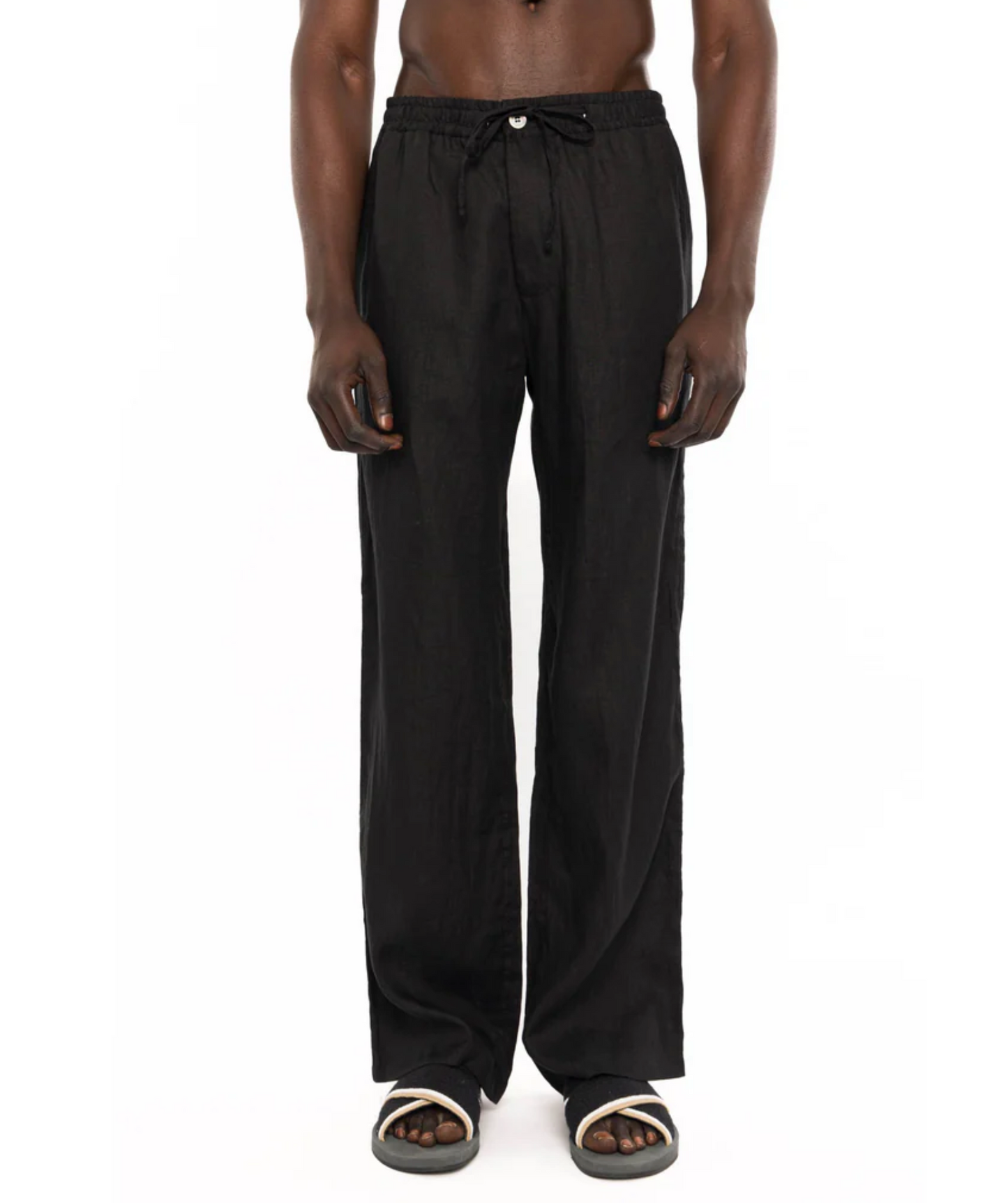 ELASTICATED LINEN TROUSERS WITH DRAWSTRING - DANWARD