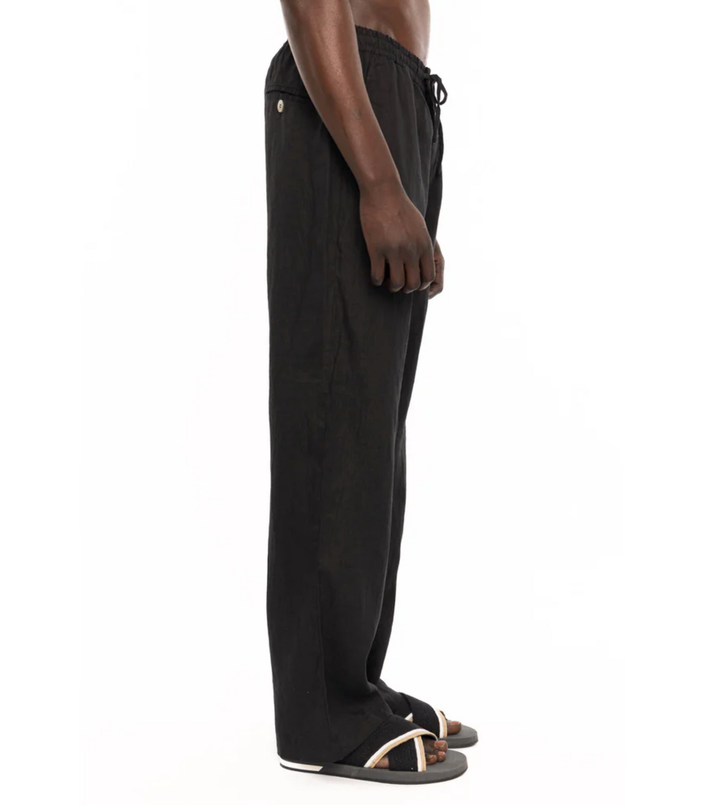 ELASTICATED LINEN TROUSERS WITH DRAWSTRING - DANWARD