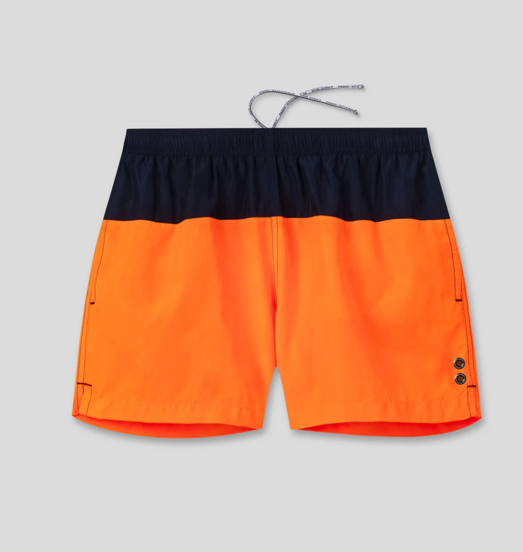 SWIM SHORT BICOLOR NAVY / ORANGE - RON DORFF