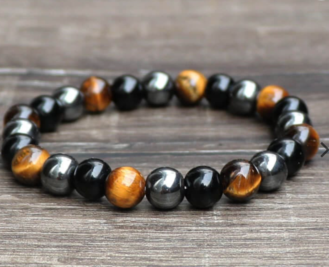 TIGER EYE BLACK OBSIDIAN BRACELET
