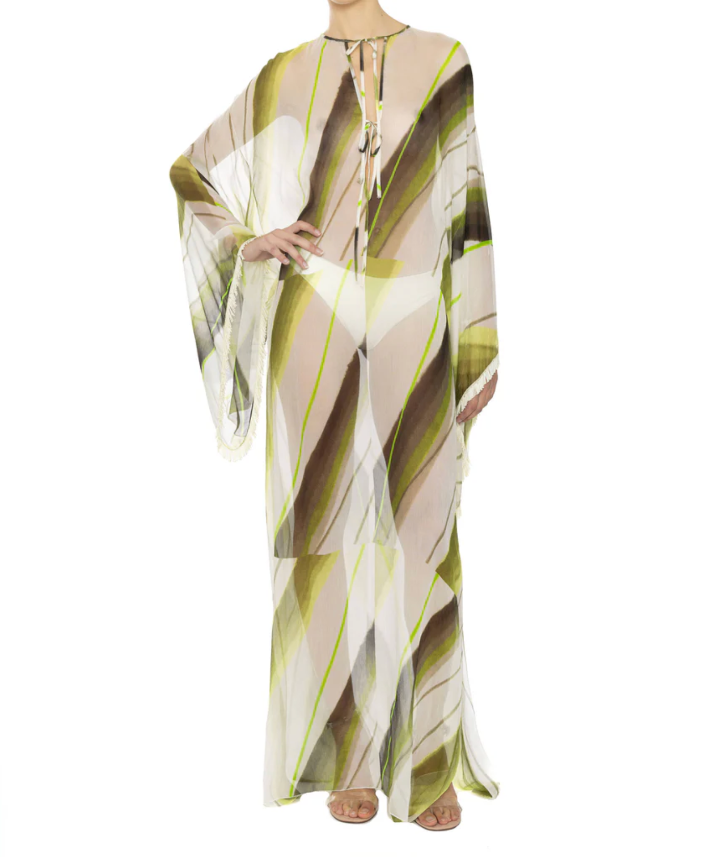 LONG AND FLUID CAFTAN DRESS LEMON - DANWARD