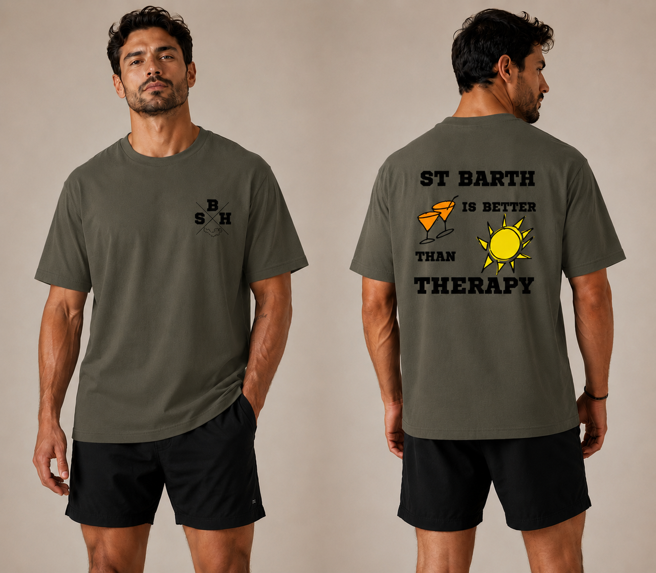 TEE SHIRT ST BARTH THERAPY X SBH KAKI - PASHA ST BARTH
