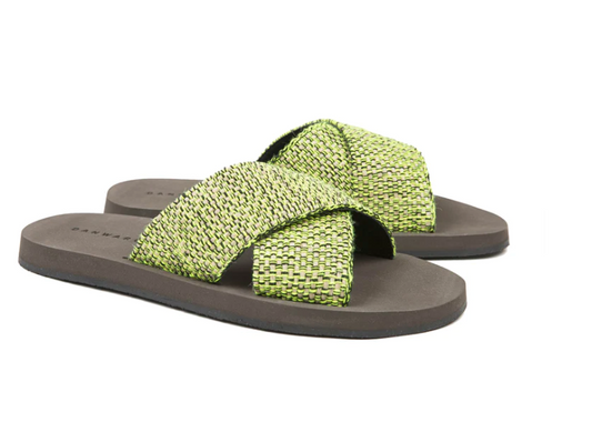 FASHION FLIP FLOP COTTON AND LEAVE CRISS CROSS SLIDE - DANWARD