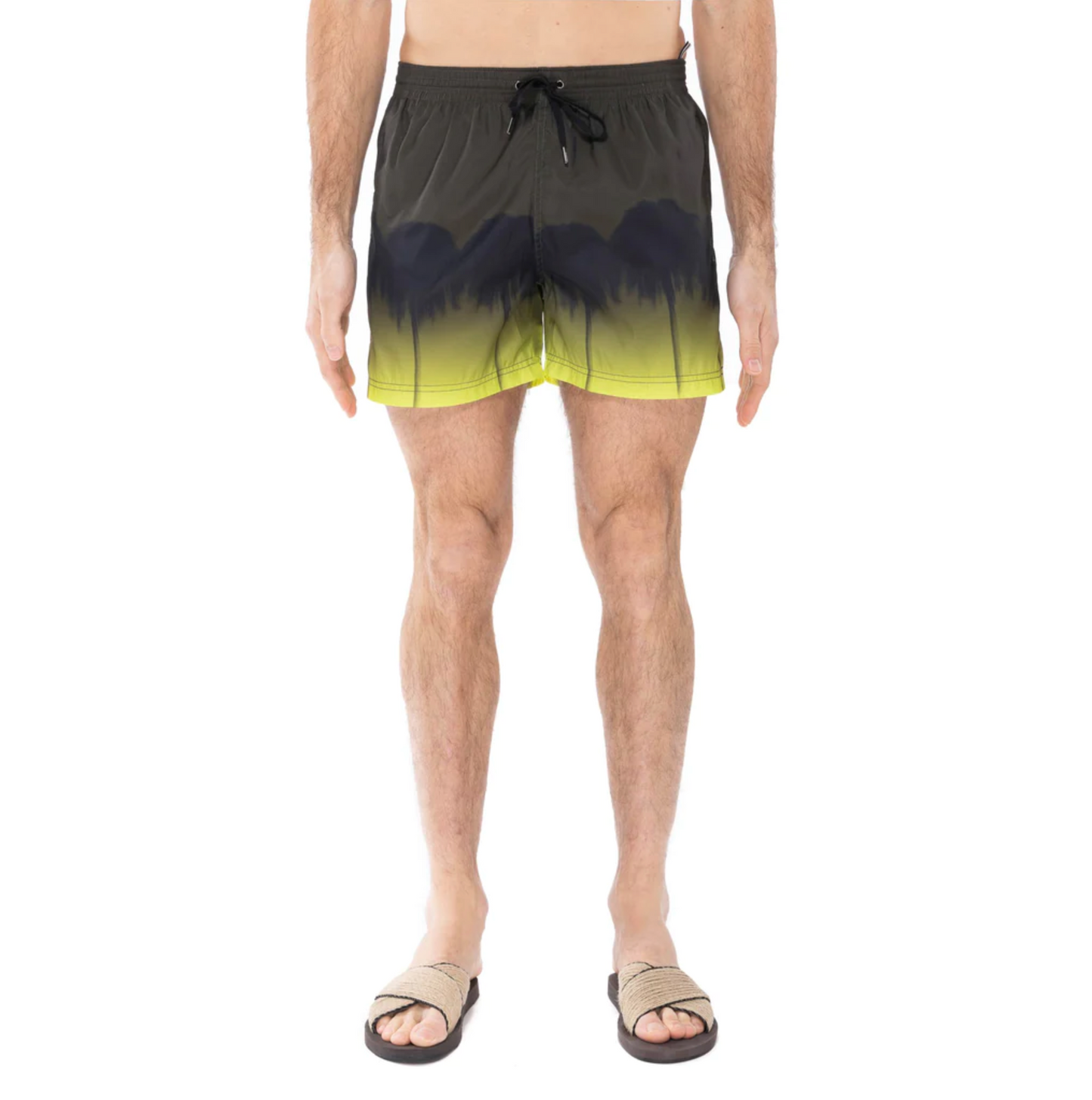 WEEPING PALM PRINT LEMON CAPRI SHORTS - DANWARD