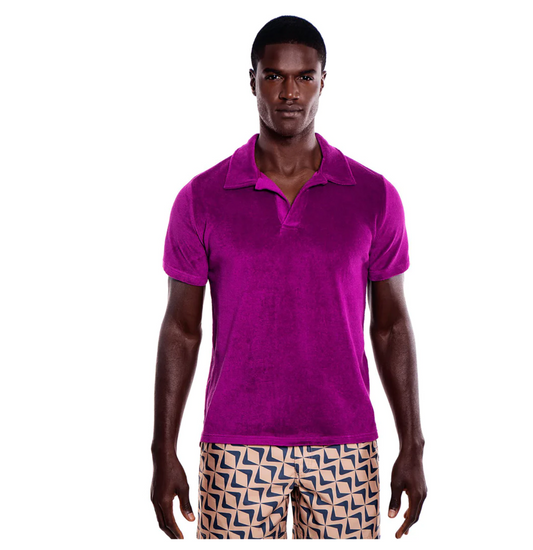 RIVIERA TERRY SPONGE POLO SHIRT AUBERGINE