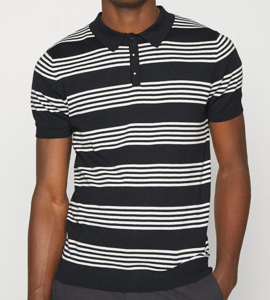 POLO TENNIS STRIPES NAVY / WHITE  - RON DORFF