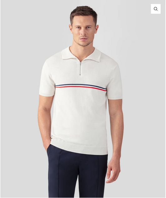 STRIPED BANDS COTTON SILK POLO SHIRT - RON DORFF