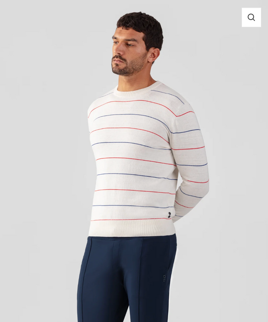 CASHMERE COTTON SILK TENNIS STRIPES SWEAT - RON DORFF