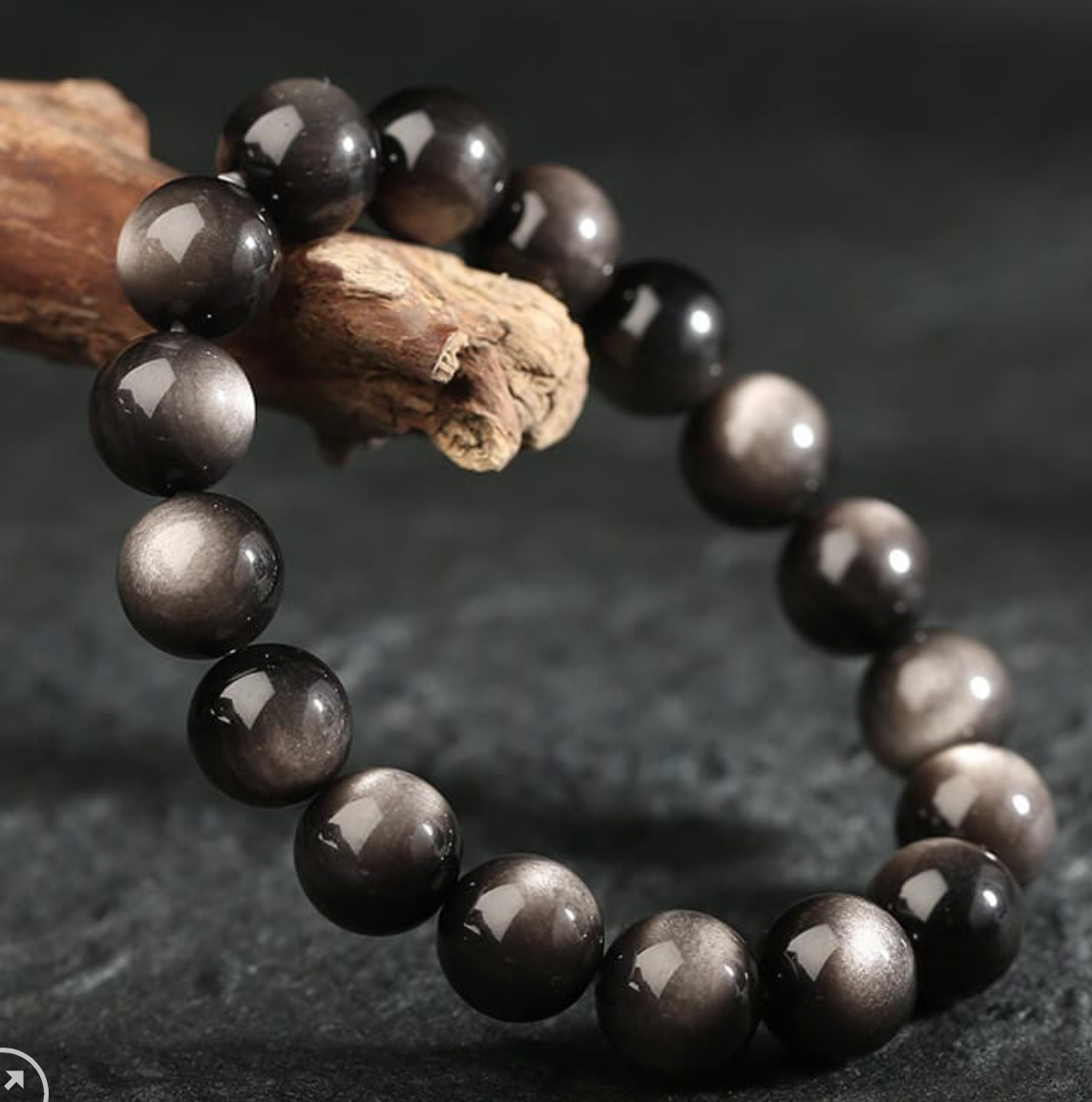 BRACELET OBSIDIENNE ARGENTÉE