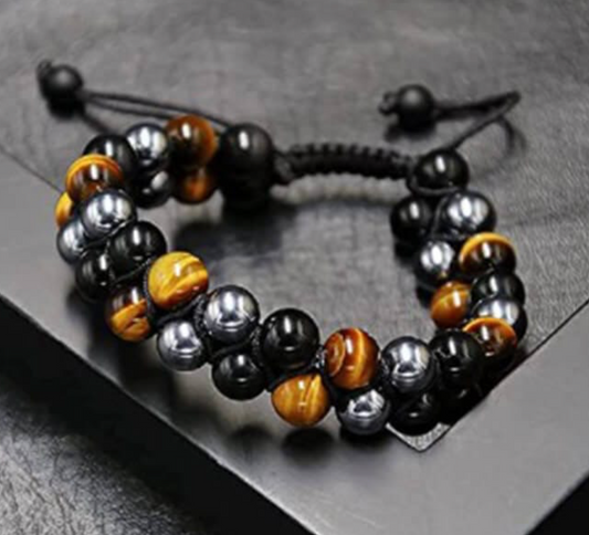 2-Row Tiger Eye Bracelet - Energy Bead