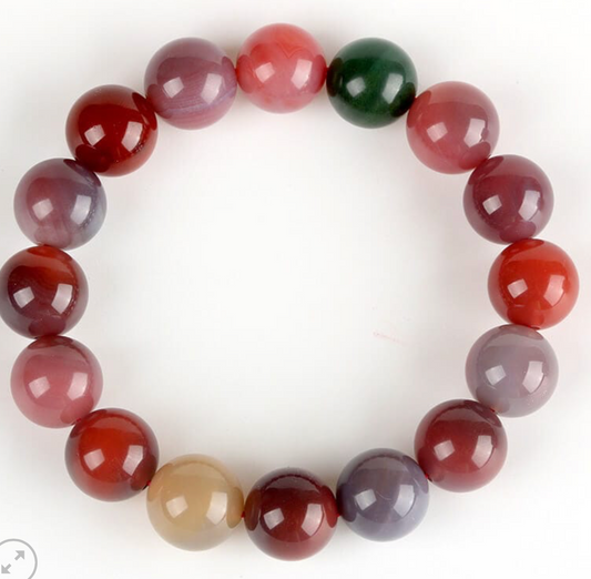High-quality 10mm colorful agate bracelet.