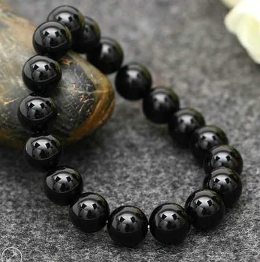 BLACK CRYSTAL BEAD OBSIDIAN BRACELET