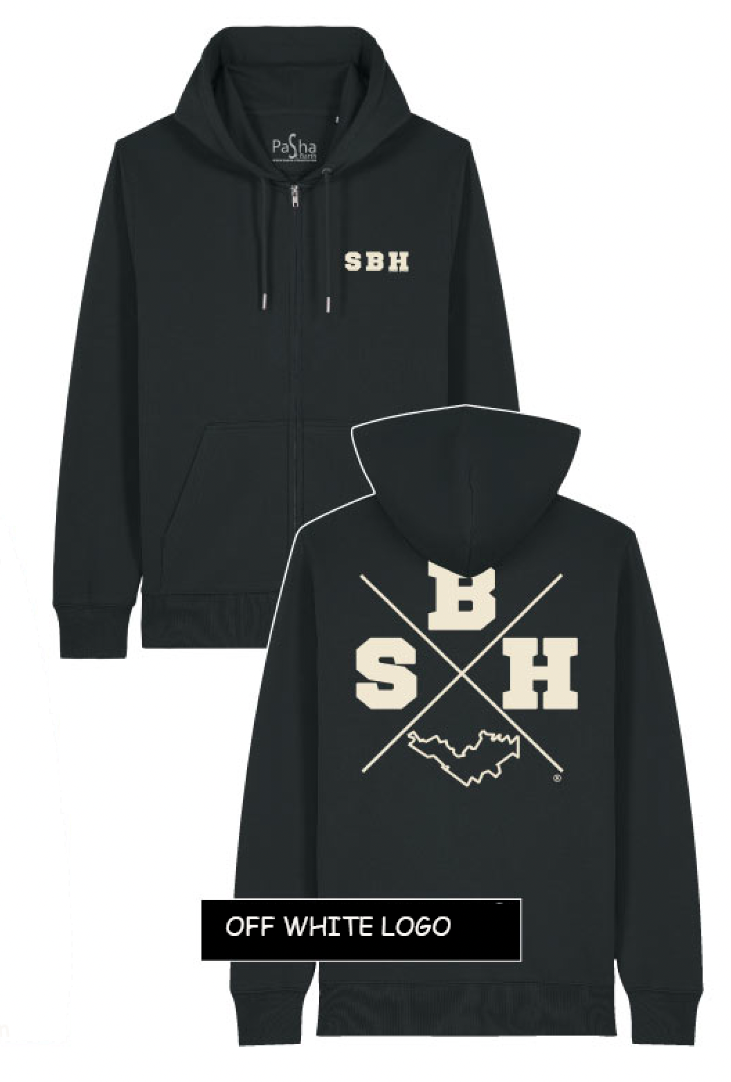 HOODY ZIP SWEATSHIRT X SBH ®️ BLACK / OW - PASHA ST BARTH