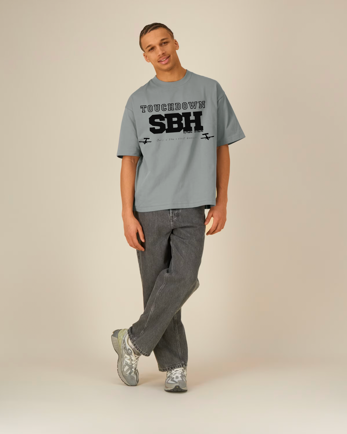 TEE SHIRT TOUCHDOWN ST BARTH X SBH GRIS - PASHA ST BARTH