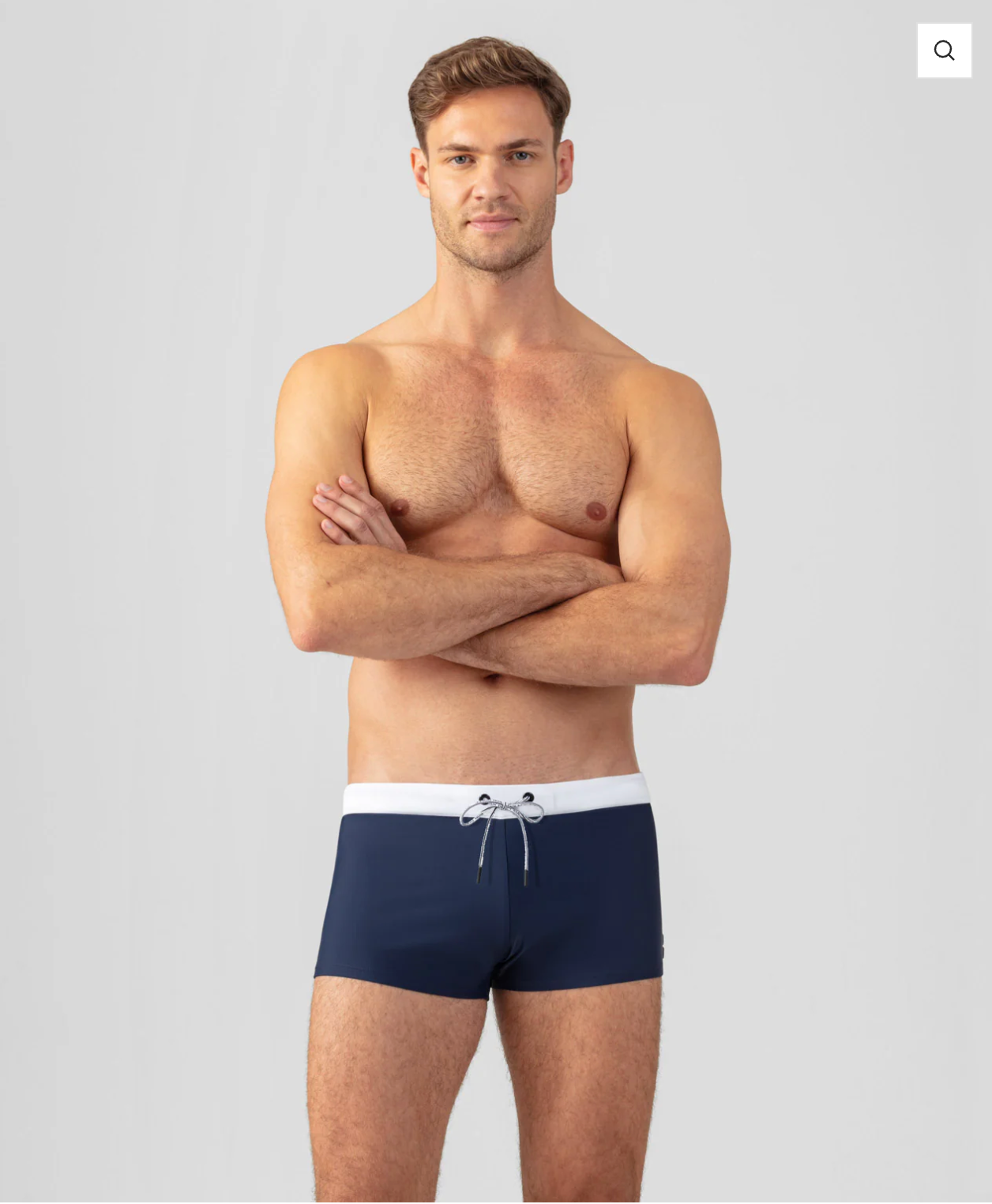 BAÑADOR BOXER AZUL MARINO - RON DORFF CON CINTURA EN CONTRASTE