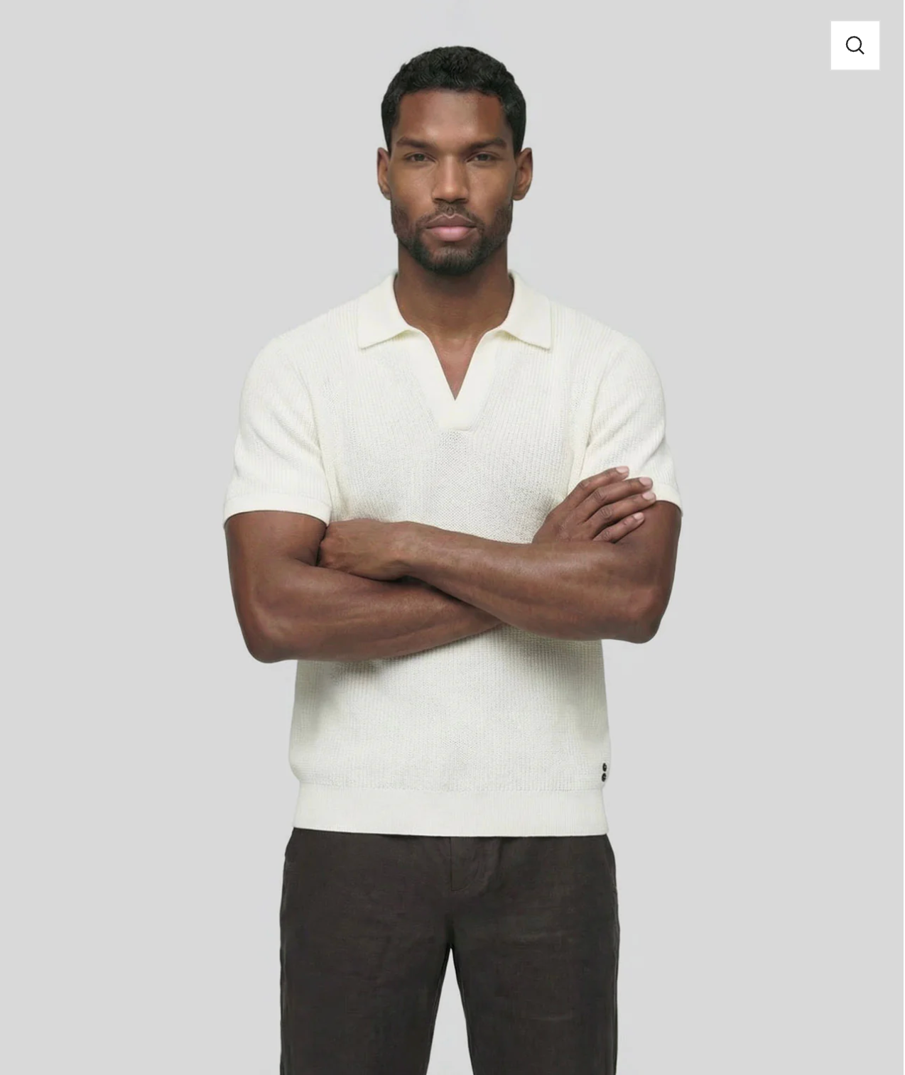 POLO COL V EN MAILLE ECRU - RON DORFF