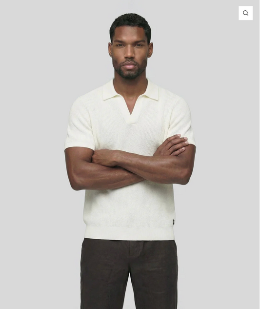 POLO COL V EN MAILLE ECRU - RON DORFF