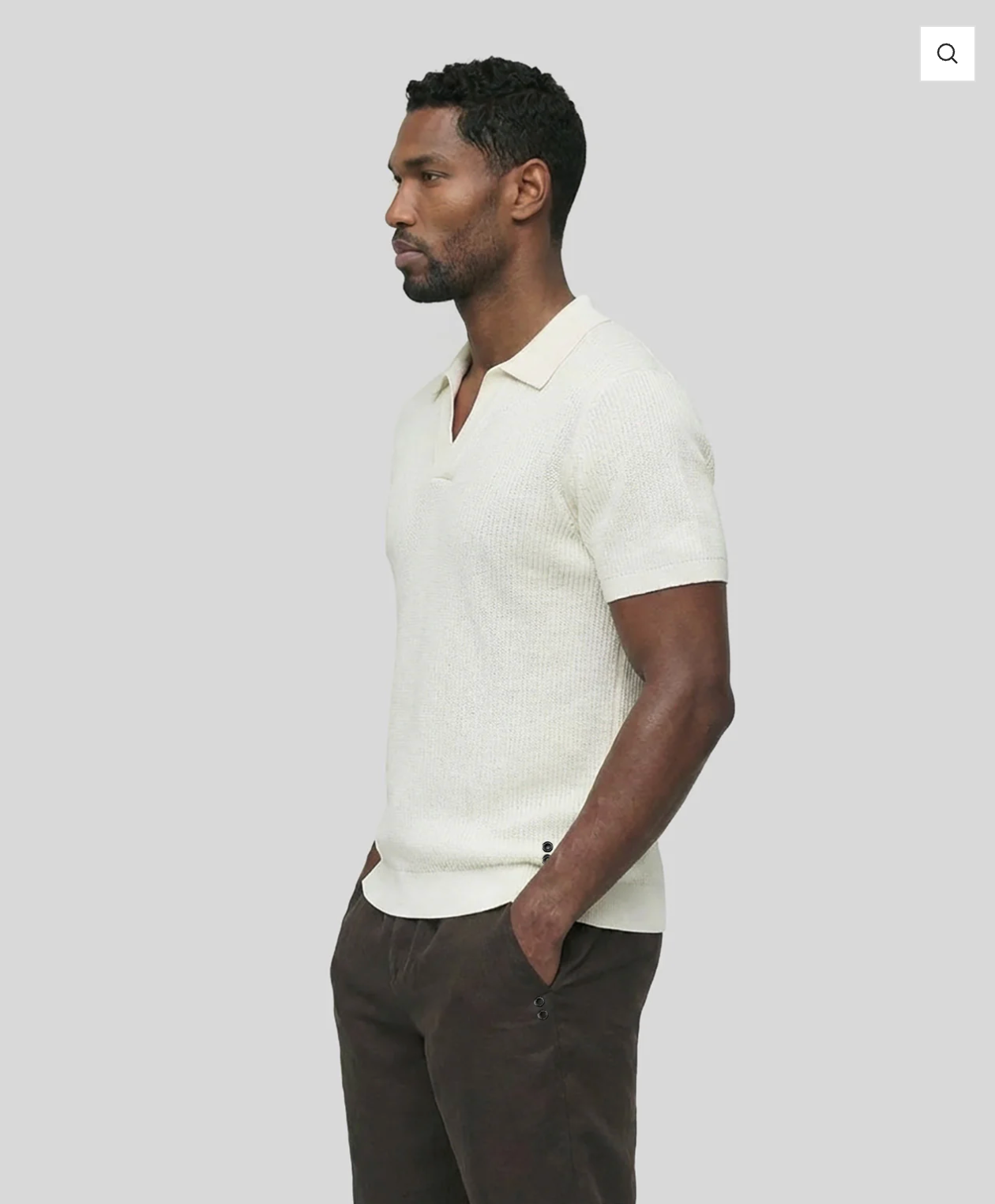 POLO COL V EN MAILLE ECRU - RON DORFF