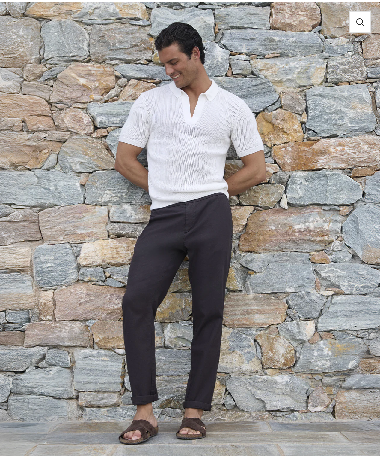 POLO COL V EN MAILLE ECRU - RON DORFF