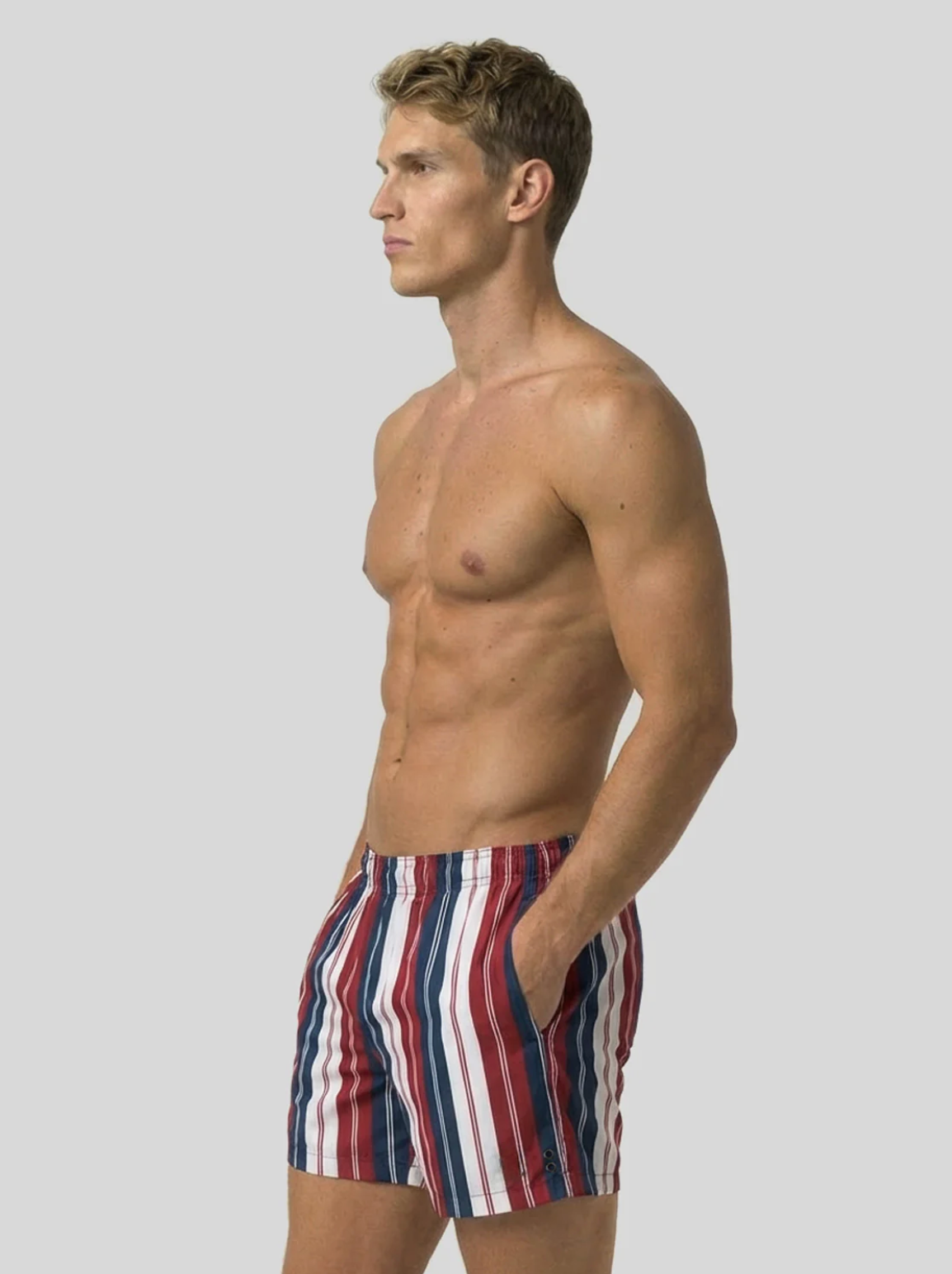 SWIM SHORTS WITH IRREGULAR STRIPES - RON DORR