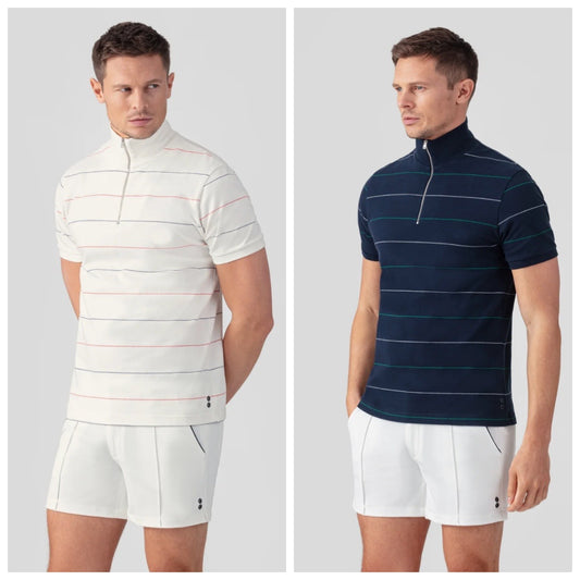 COTTON PIQUÉ POLO SHIRT WITH FINE STRIPES - RON DORFF