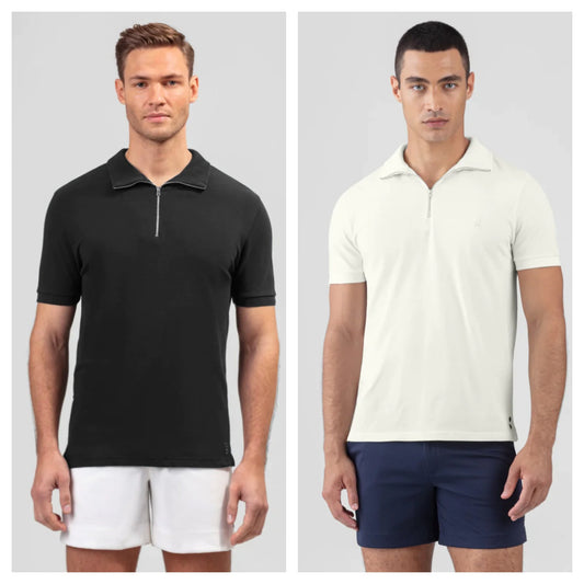 PLAIN COTTON PIQUE POLO SHIRT - RON DORFF