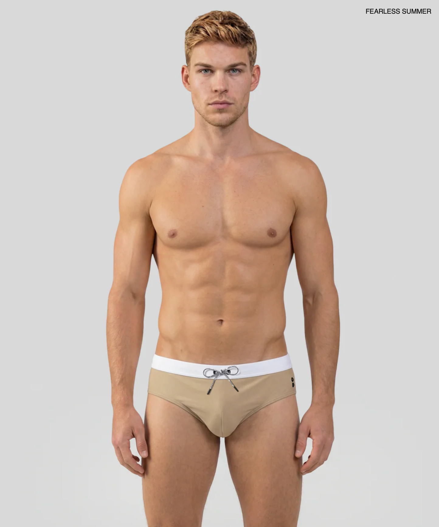 SLIP DE BAIN À CEINTURE CONTRASTÉE SABLE - RON DORFF