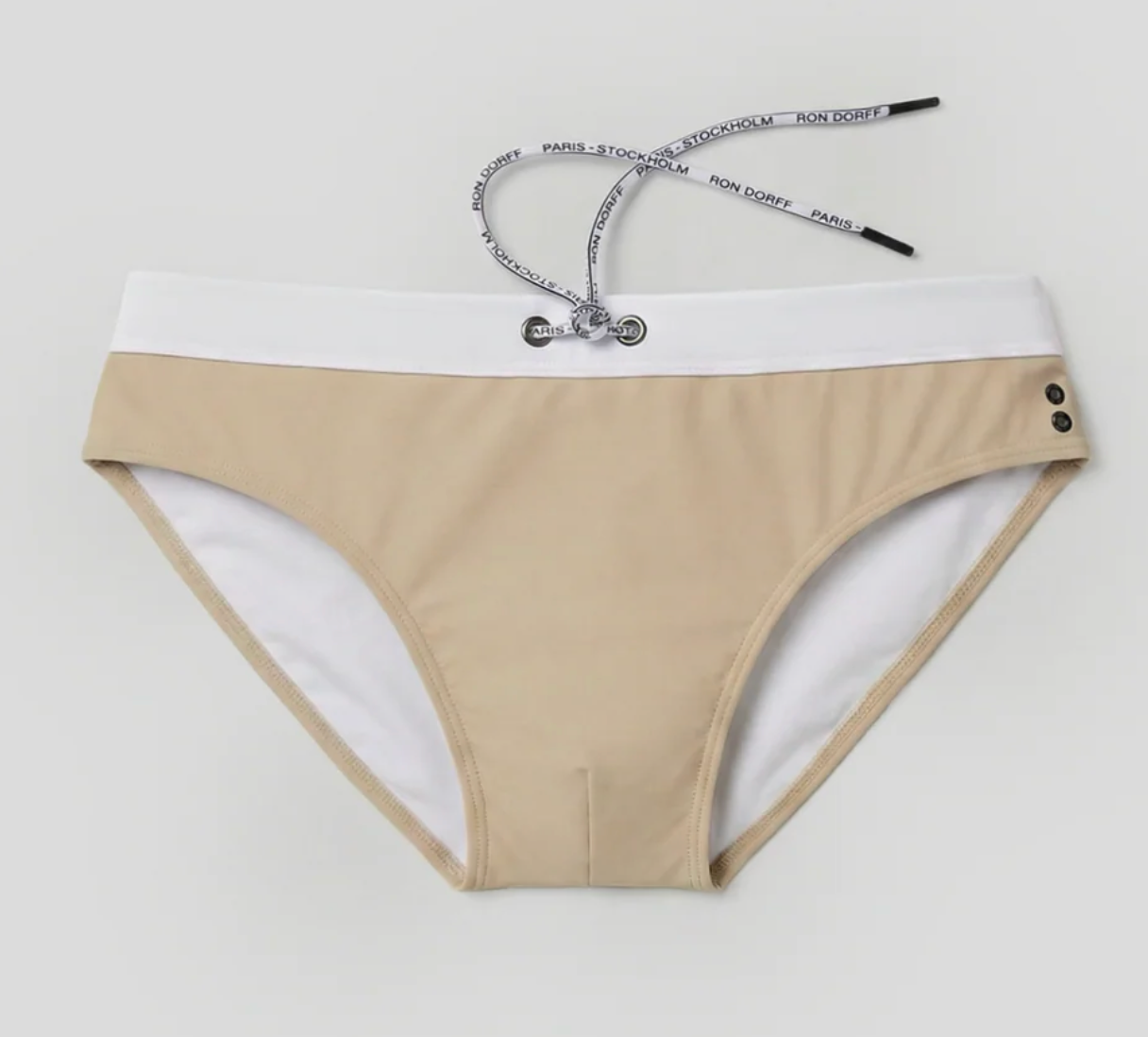 SLIP DE BAIN À CEINTURE CONTRASTÉE SABLE - RON DORFF