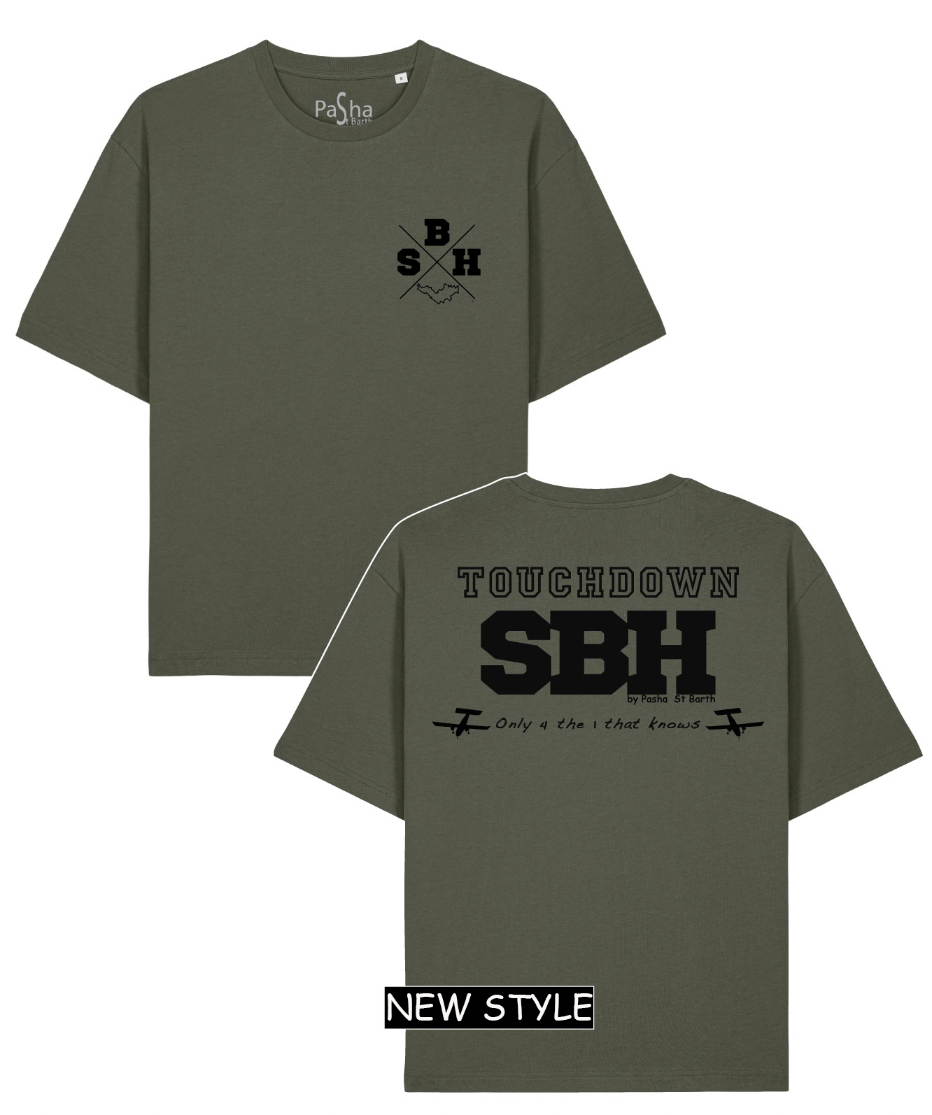 TEE SHIRT TOUCHDOWN ST BARTH X SBH KAKI - PASHA ST BARTH